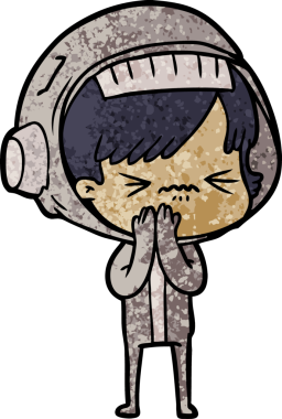 Bir insan tarafından çizilmiş kızgın uzay kızı.