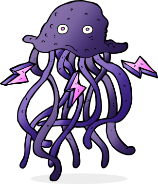 Bir insan tarafından çizilmiş ahtapot çizgi filmi.