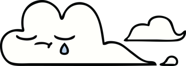 Bir insan tarafından çizilmiş beyaz bir bulutun sevimli karikatürü.