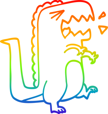 Bir insan tarafından çizilen kükreyen t rex 'in gökkuşağı gradyanı