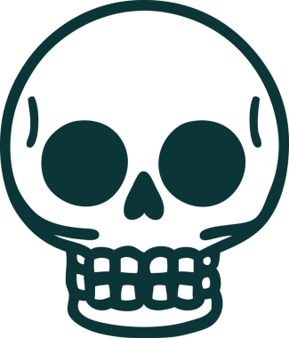 Bir insan tarafından çizilmiş bir kafatasının ikonik dövme şekli