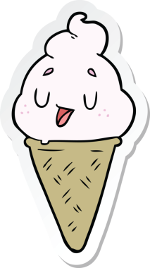 Bir insan tarafından çizilmiş şirin bir dondurma etiketi.