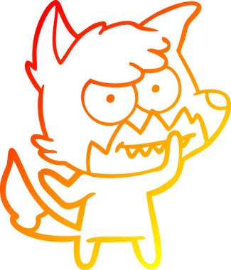 Bir insan tarafından çizilmiş sırıtan bir tilkinin sıcak çizgi çizimi