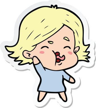 Bir insan tarafından çizilmiş bir karikatür kızının çıkartması.