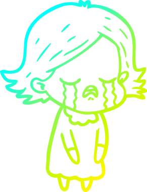 Bir insan tarafından çizilmiş ağlayan bir çizgi film kızı çizimi.