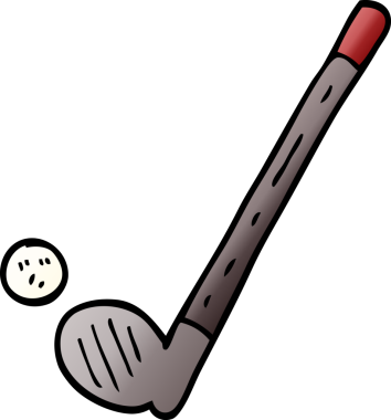 Bir insan tarafından çizilmiş karalama golf sopası ve top.