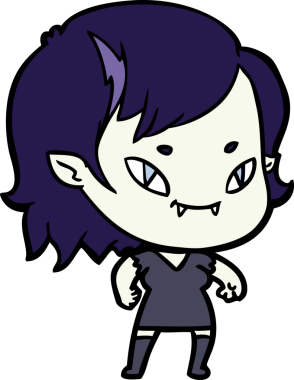 Bir insan tarafından çizilmiş çizgi film dostu vampir kız.