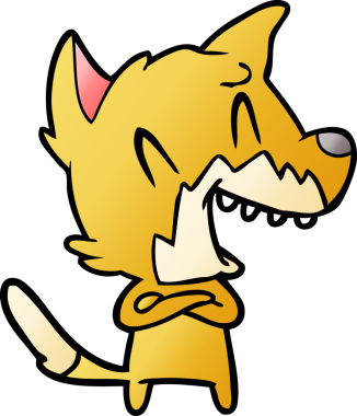 Bir insan tarafından çizilmiş gülen tilki çizgi filmi.