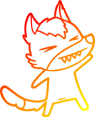 Bir insan tarafından çizilmiş kızgın bir kurt çizgi karakteri.