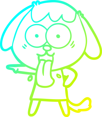 Bir insan tarafından çizilmiş şirin bir çizgi köpeğin soğuk gradyan çizgisi.