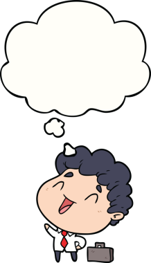 Bir insan tarafından çizilmiş düşünce baloncuğu olan karikatür işadamı