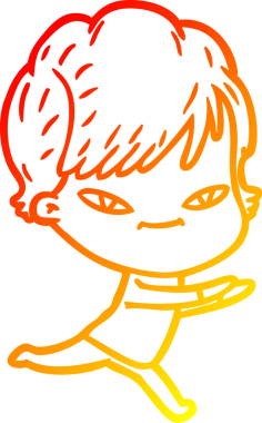 Bir insan tarafından çizilmiş mutlu bir kadının çizgi çizimi.