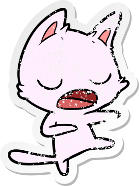 Bir insan tarafından çizilmiş konuşan bir kedinin sıkıntılı çıkartması.