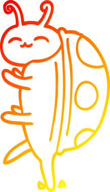 Bir insan tarafından çizilmiş sevimli bir uğur böceğinin sıcak çizgi çizimi