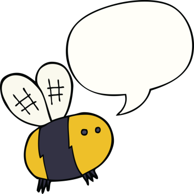 Bir insan tarafından çizilmiş konuşma balonlu çizgi film arısı.