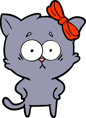 Bir insan tarafından çizilmiş çizgi film kedisi.