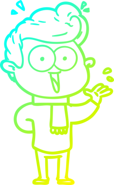 Bir insan tarafından çizilmiş, heyecanlı bir çizgi film çizimi.