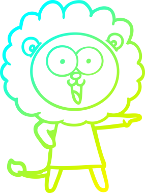 Bir insan tarafından çizilmiş mutlu çizgi film aslanı çizimi.