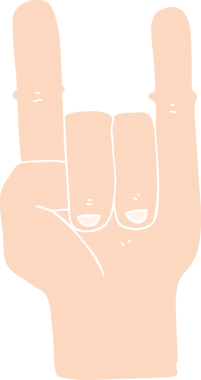 Şeytan boynuzlarının düz renk çizimi Bir insan tarafından çizilmiş el işareti