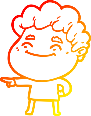 Bir insan tarafından çizilmiş, karikatür dostu bir adamın sıcak çizgi çizimi