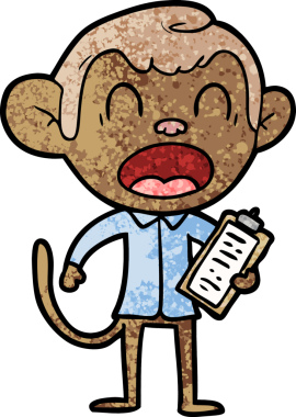 Bir insan tarafından çizilmiş bağıran çizgi maymun.