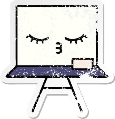 Bir insan tarafından çizilmiş beyaz bir karikatür çıkartması.