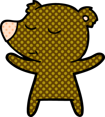 Bir insan tarafından çizilmiş mutlu çizgi film ayısı.