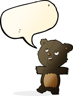 bir insan tarafından çizilmiş konuşma baloncuğu olan siyah bir ayı.