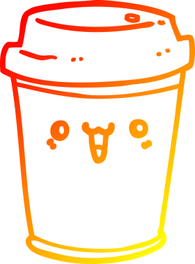 Bir çizgi filmin sıcak gradyan çizimi bir insanın çizdiği kahveyi dışarı çıkarır.