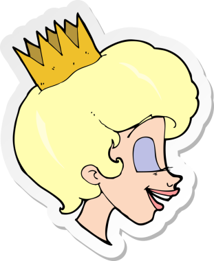 Bir insan tarafından çizilmiş karikatür prensesinin çıkartması.