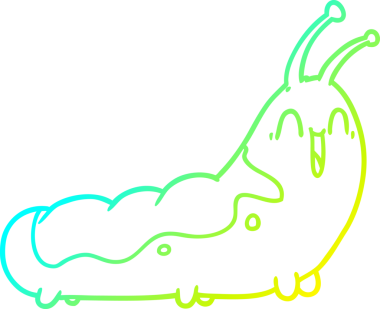 Bir insan tarafından çizilmiş komik bir tırtılın soğuk çizgi çizimi.