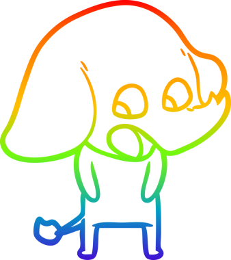 Gökkuşağı gradyan çizgisi bir insan tarafından çizilmiş şirin bir fil çizimi