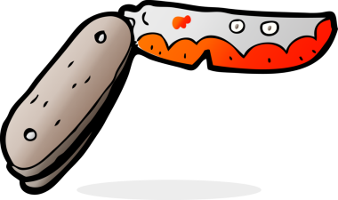 Bir insan tarafından çizilmiş kanlı çizgi film bıçağı.