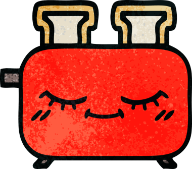 Bir insan tarafından çizilmiş bir tost makinesinin retro grunge doku karikatürü