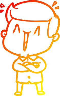 Bir insan tarafından çizilmiş, heyecanlı bir çizgi film çizimi.