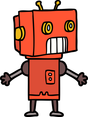 Bir insan tarafından çizilmiş çizgi film robotu