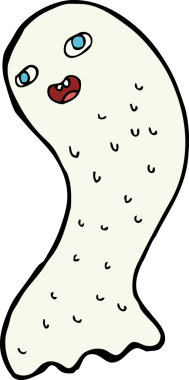 Bir insan tarafından çizilmiş komik çizgi film hayaleti.