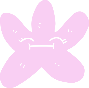 Bir insan tarafından çizilmiş düz renkli çizgi film yıldızı balığı.