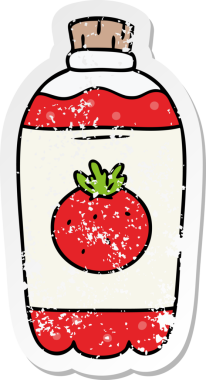 Bir insan tarafından çizilmiş portakallı gazoz karikatürü.