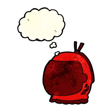 Bir insan tarafından çizilmiş düşünce baloncuklu astronot kaskı.