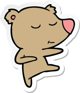 Bir insan tarafından çizilmiş mutlu bir ayı çizgi filminin çıkartması.