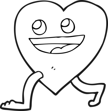 Bir insan tarafından çizilmiş siyah beyaz bir kalp çizimi.