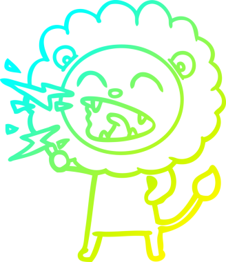 Bir insan tarafından çizilen kükreyen aslanın soğuk çizgi çizimi.