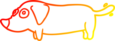 Bir insan tarafından çizilmiş küçük bir köpeğin sıcak çizgi çizimi