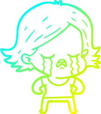 Bir insan tarafından çizilmiş ağlayan bir çizgi film kızı çizimi.