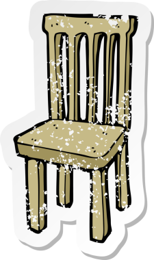 Bir insan tarafından çizilmiş ahşap bir koltuğun gerilmiş çıkartması.