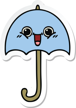 Bir insan tarafından çizilmiş şirin bir şemsiye çıkartması.