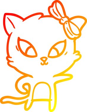 Bir insan tarafından çizilmiş çizgi film kedisinin sıcak çizgi çizimi