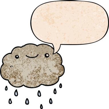 Konuşma baloncuğu olan karikatür bulutu insan tarafından çizilmiş retro doku.