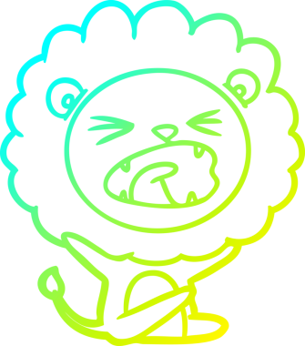 Çizgi film aslanının insan tarafından çizilmiş soğuk gradyan çizimi.